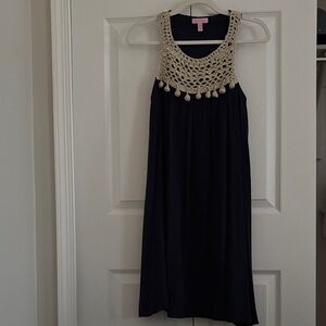 Lilly Pulitzer Navy and Cream Crochet Dress